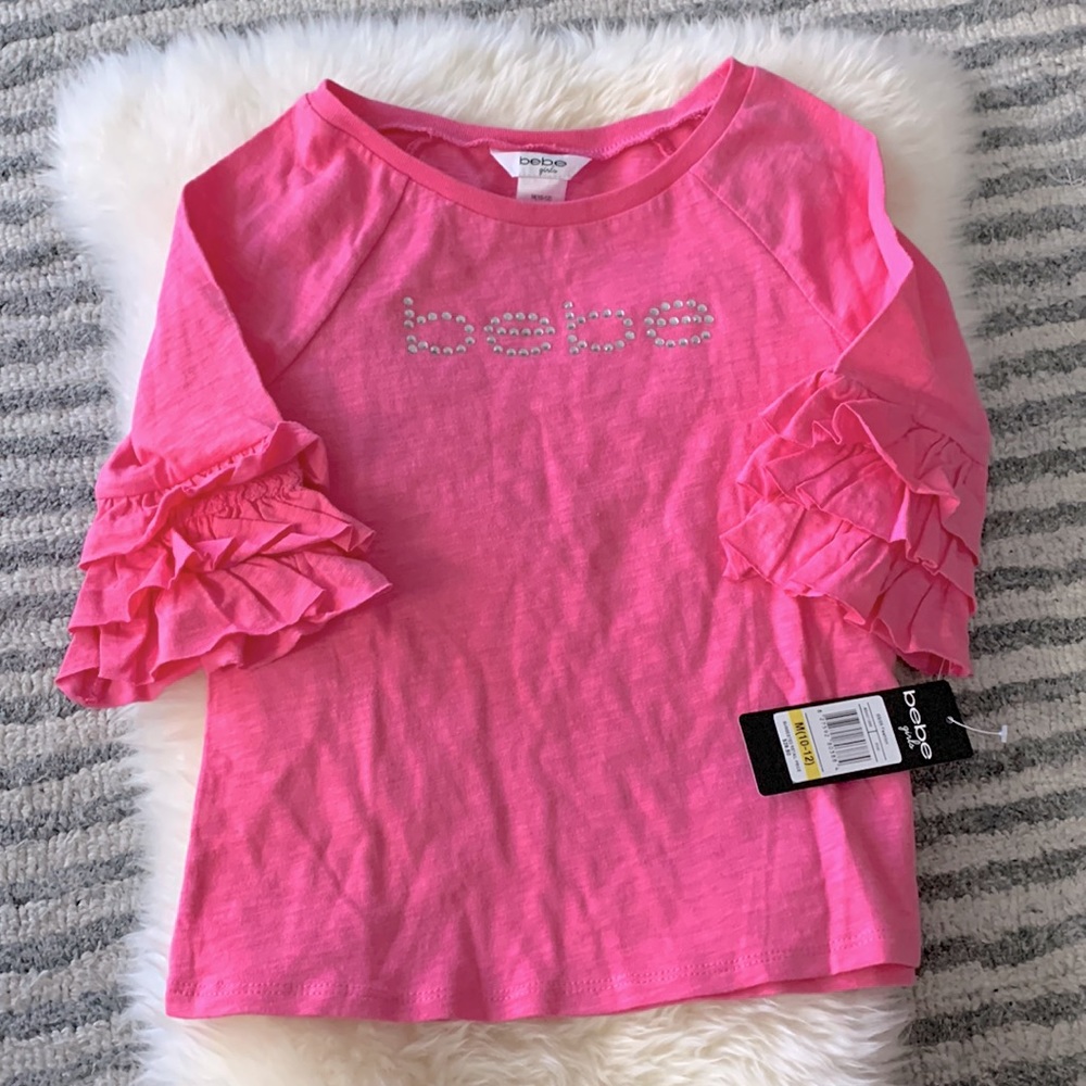 NWT Girls BeBe Logo Rhinestones top